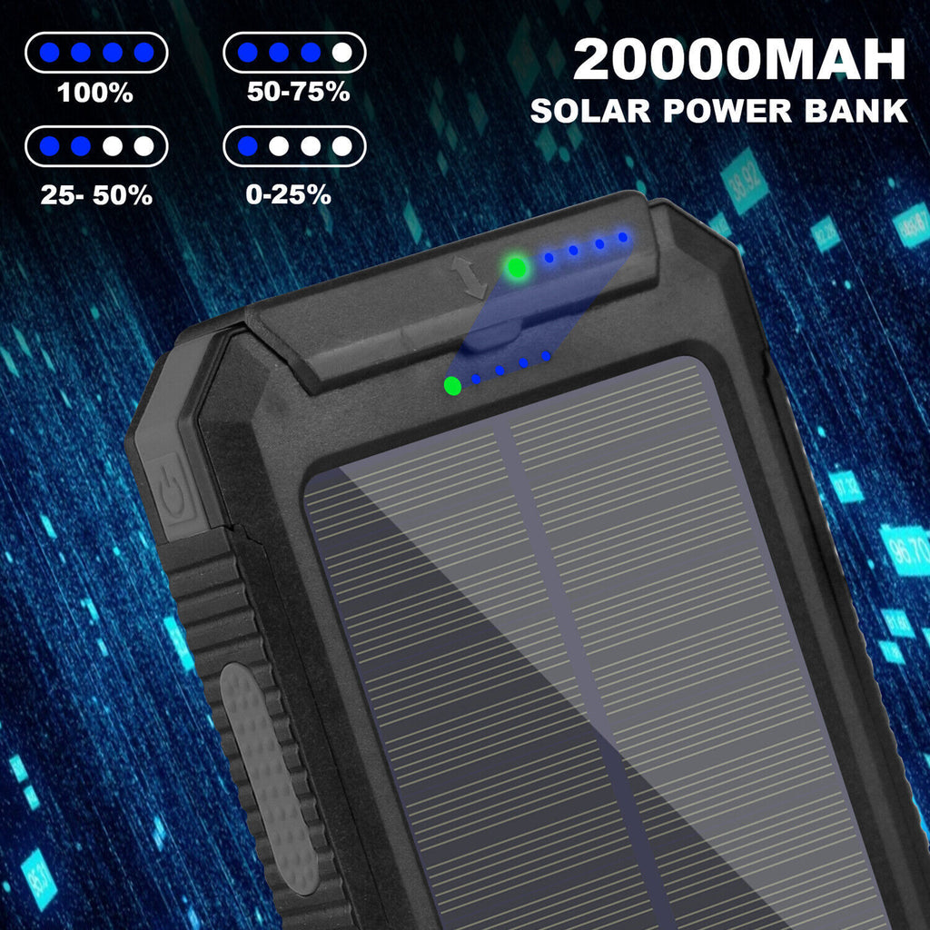 Super 20000Mah USB Portable Charger Solar Power Bank for Iphone Cell Phone 2024